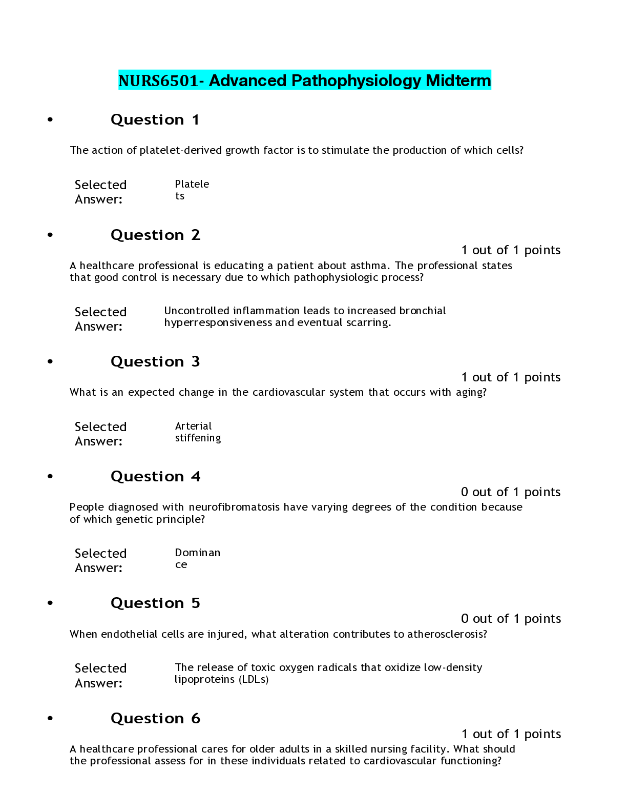 Preview image of NURS6501- Advanced Pathophysiology Midterm.pdf document